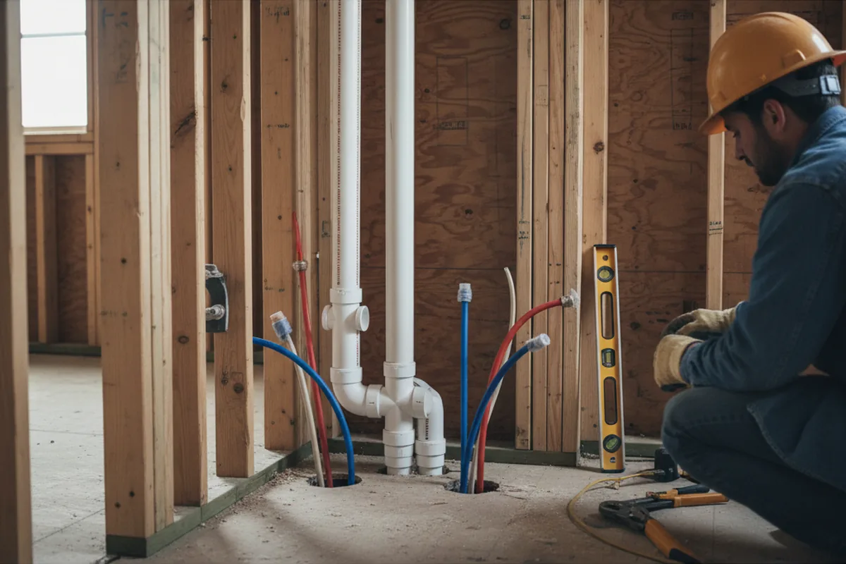 Drain and supply rough-in during Sump Pump Repair in Bremen